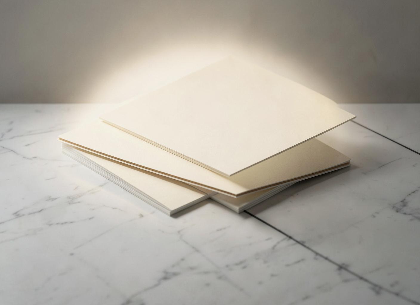 [IMAGE] Pale paper sheets on a marble surface