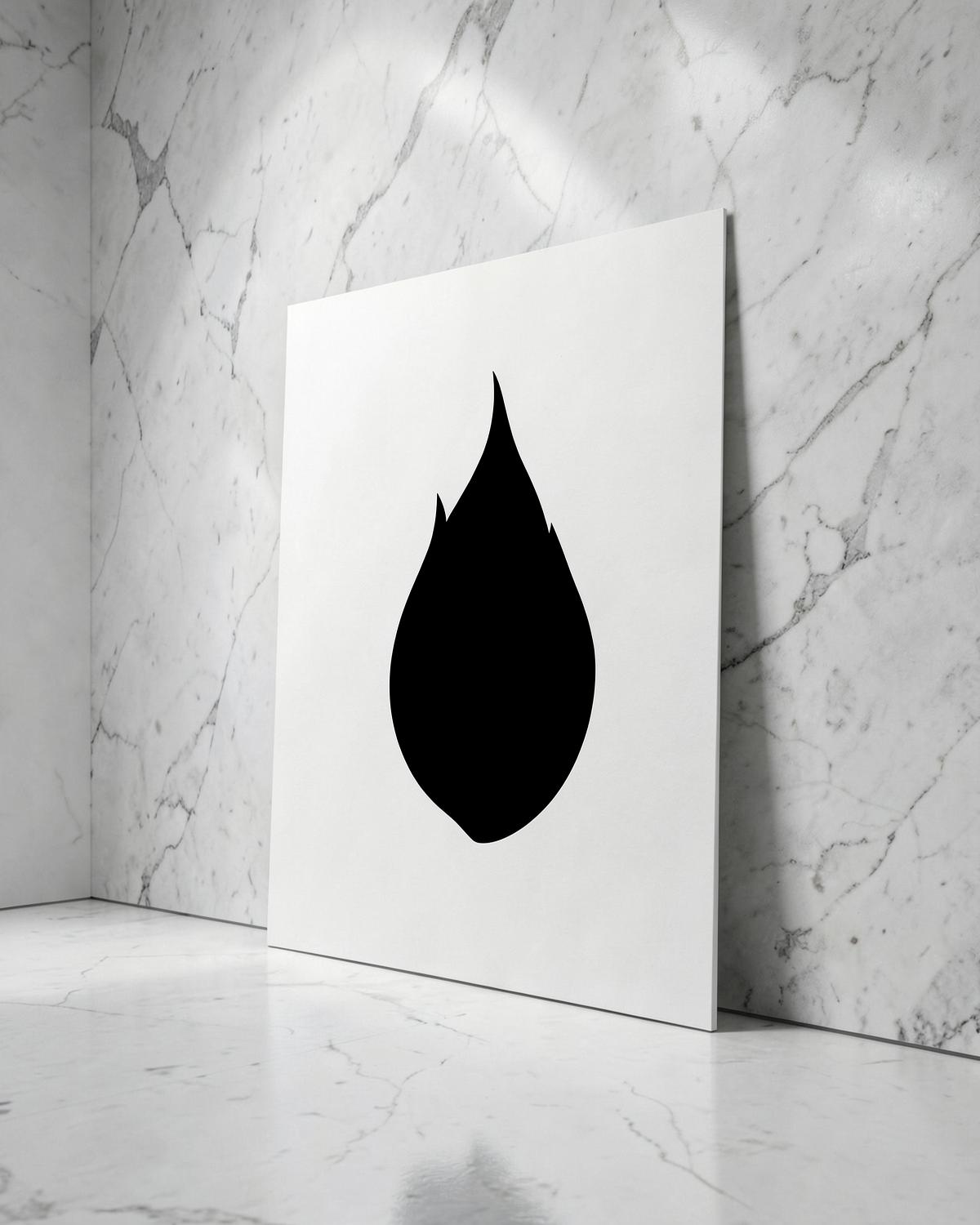 Minimal Flame poster in a marble interior