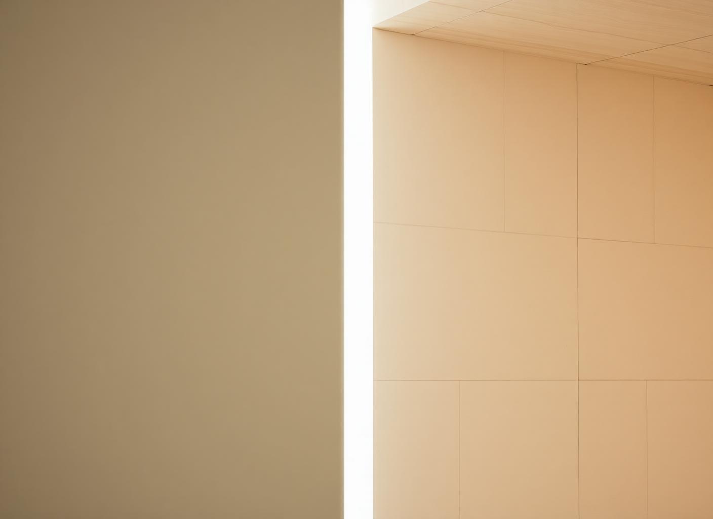 Pale stone wall with a recessed line of light